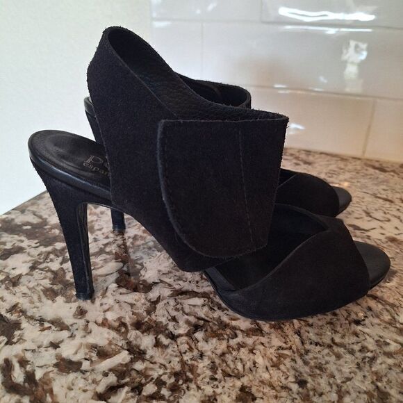 Pedro Garcia Black Leather Suede High Heel Open Toe Sandals  Size 39.5 - Picture 2 of 12